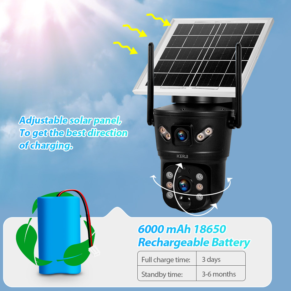 Home Security Network - KERUI 6MP 4G SIM WiFi Solar