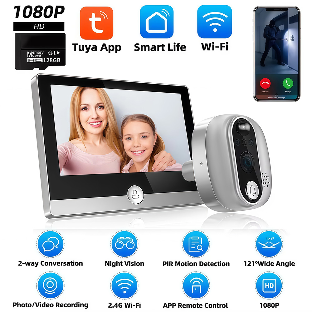 Home Security Doorbell Camera - Tuya 1080P WiFi Door Bell Camera