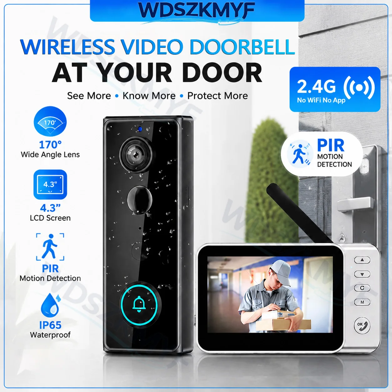 Home Security Doorbell Camera - New Waterproof Wireless Doorbell Camera 4.3in