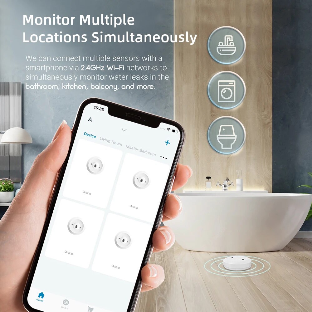 Zigbee Water Leak Sensor for T - огляд і ціна Home Security With Ai