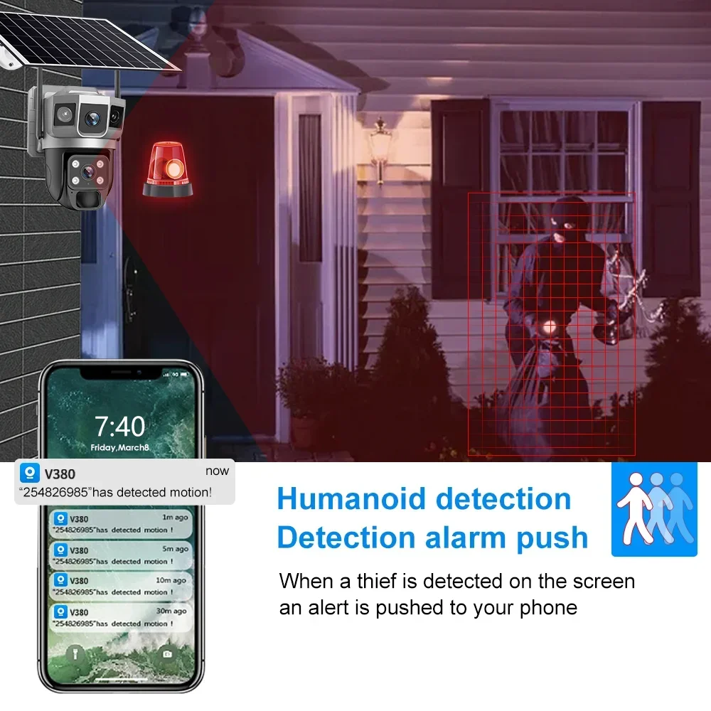 V380 4K 3 screens 4G Camera So - огляд і ціна Home Security With Ai