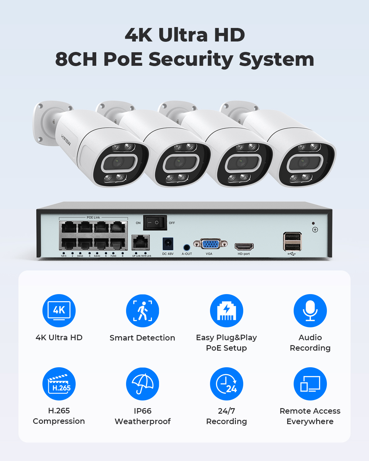 H.View 4K 5Mp 8Mp Poe CCTV Sec - огляд і ціна Home Security Guard