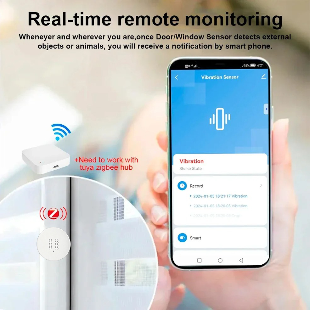 Tuya ZigBee Smart Vibration &  - огляд і ціна Home Security Alarm