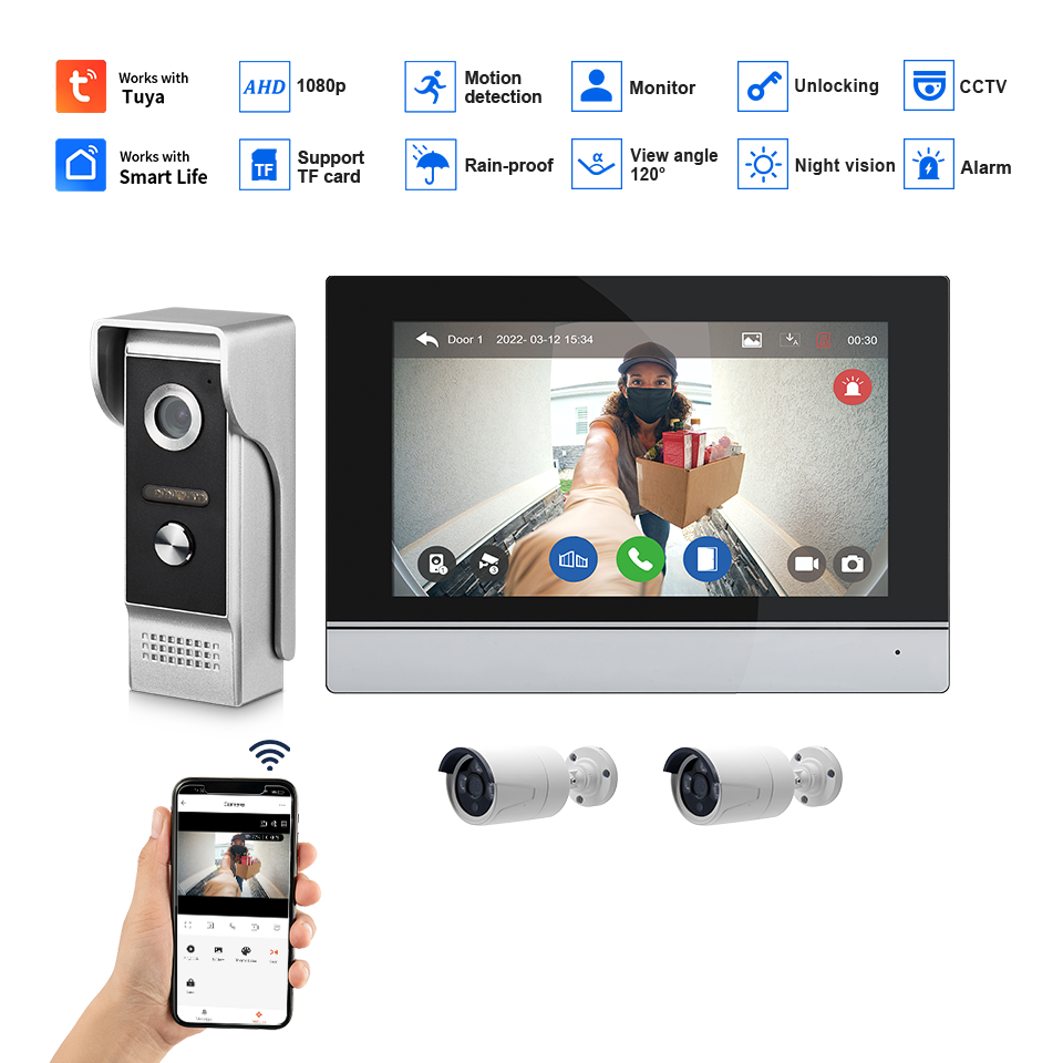 7Inch IPS Screen 2MP  Tuya Rem - огляд і ціна Home Security Doorbell Camera